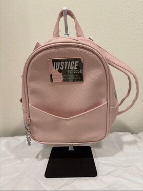 Justice Pink Mini Backpack Detachable Wristlet Set NWT Faux Leather Girls Bag
